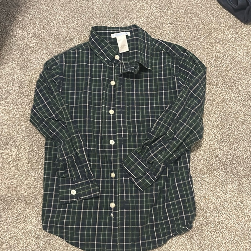 VGUC Janie& Jack green blue plaid button down